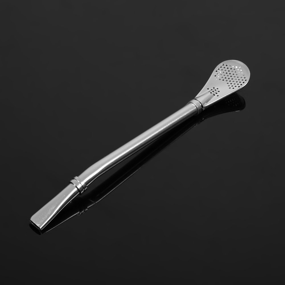 Metal Straws Reusable Stainless Steel Drinking Straw Silver Color Yerba Mate Tea Drinking Straw Bombillas Straws with Gourd Filter for Milkshake Cocktail Hot Drinks