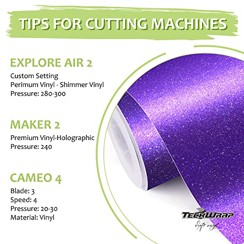 TECKWRAP Shimmer Vinyl Glitter Adhesive Craft Vinyl,1ftx5ft,Violet