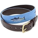 Huck Venture Full Grain Leather Needlepoint Belts for Men Handmade w/Cotton & Solid Brass Buckle