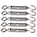 BQLZR M4 Stainless Steel 304 Hook & Eye Turnbuckle Wire Rope Tension for DIY String Light Picture Hanging, Garden Wire, Fence Gate Wire, Tent Rope Pack of 5