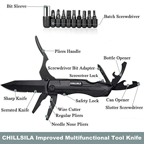 Navaja Multiusos, Herramienta Multiusos Inoxidable 13 en 1, con Alicates Plegables, Destornillador, Abrebotellas para Camping, Bicicleta, Senderismo, Regalo para Hombres