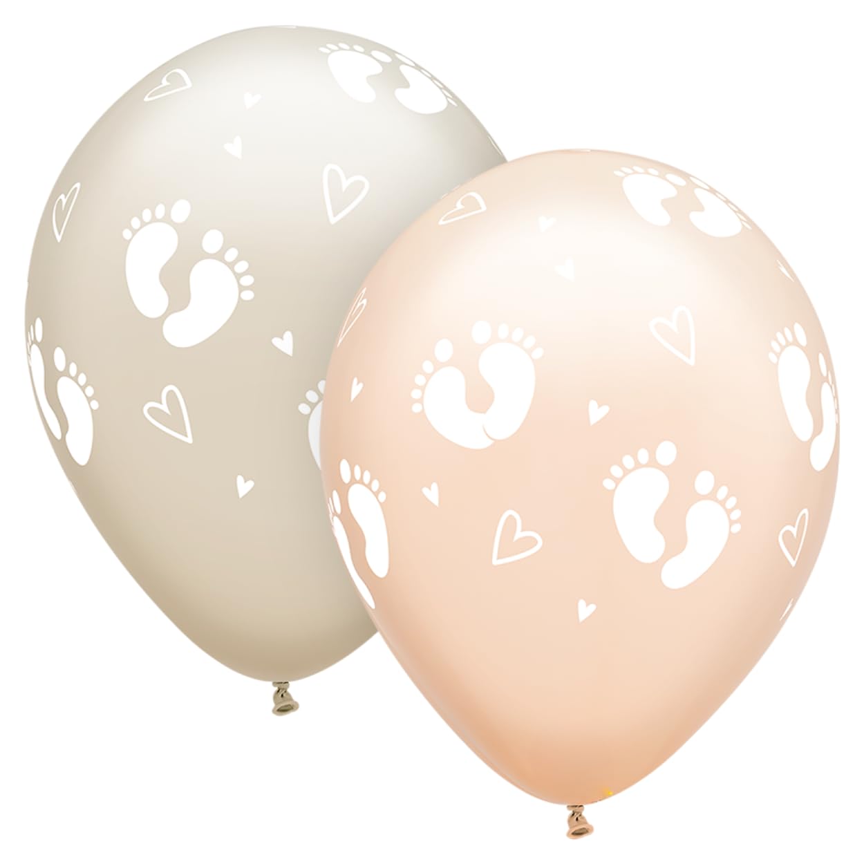Qualatex 42922 Baby Footprints & Hearts Assorted 11"/ 11-inch Round Latex Party Balloons (Pack of 25)