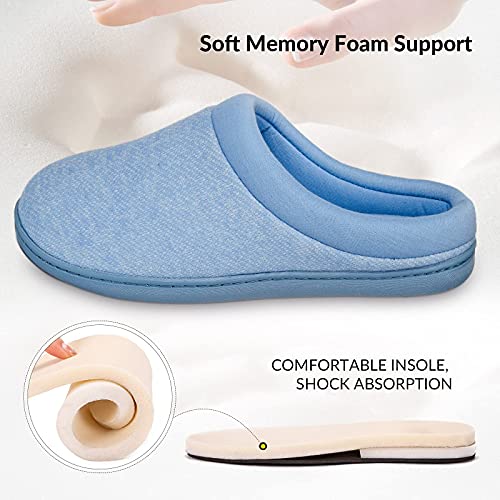 HomeTop Women's Comfort Slip On Memory Foam Slippers French Terry Lining House Slippers w
