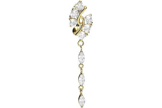 PIERCINGLINE Titan Bananabell mit 925er Silber-Design KRISTALLGEBILDE