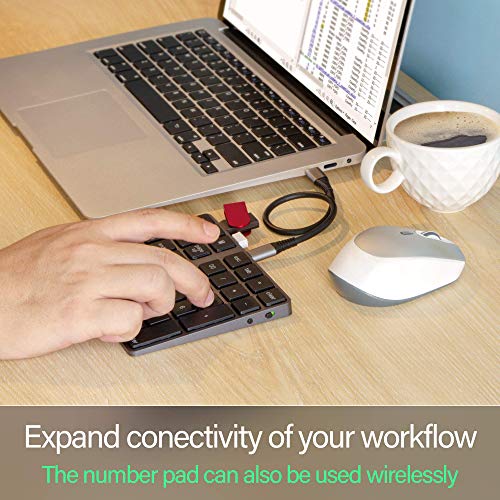 New USB TypeC Wireless Bluetooth 34 Numeric Keypad with USB Hub for