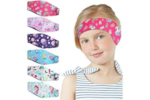 TASHIPPA 6 Pcs Swimming Headbands for Kids, Adjustable Swimming Ear Protection Bands Cute Cartoon Waterproof Swim Headbands for Swimmers Age 1-5, Head Circumference 17.30-19.20 Inch