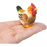 Selsela Hand-Carved Brown Hen Figurine - Miniature Wood Chicken Bird Art Statue, Carved Ornament Figurine. Small Farm Animals. Handmade Carved Ornament for Rustic Home Decor & Collectibles