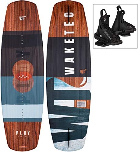 WAKETEC Wakeboard-Package Play 139 cm with OnSet Bindings, Set for Beginners to Intermediate, easy to ride, Body Weight 50-90+ kg, blue grey
