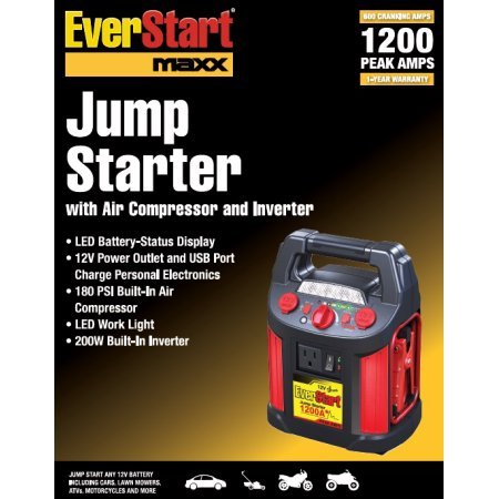 Everstart 1200 AMP Jump Starter with Power Inverter and Inflator,Model