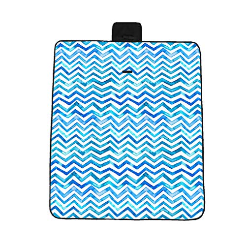 Outdoor Picnic Mat Waterproof Rectangle Foldable Picnic Blanket Wavy Stripes Pattern Outdoor Camping Beach Blanket Mat for Hiking/Travel/BBQ (A)