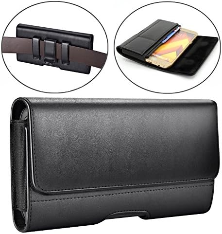 Samsung Galaxy J7 (2017) Case,Galaxy J7v Case/ J7 Prime Case/ J7 Sky Pro Case/ J7 Perx Case Dlames Leather Holster Belt Clip Case Cover ( Fit with a TPU/Thin Case on ) - Black