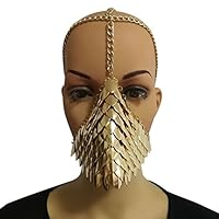 RONSHIN Unique Fashion Metal Head Chain Mask Face Jewelry for Halloween Cospaly Party Fancy Dress Ball