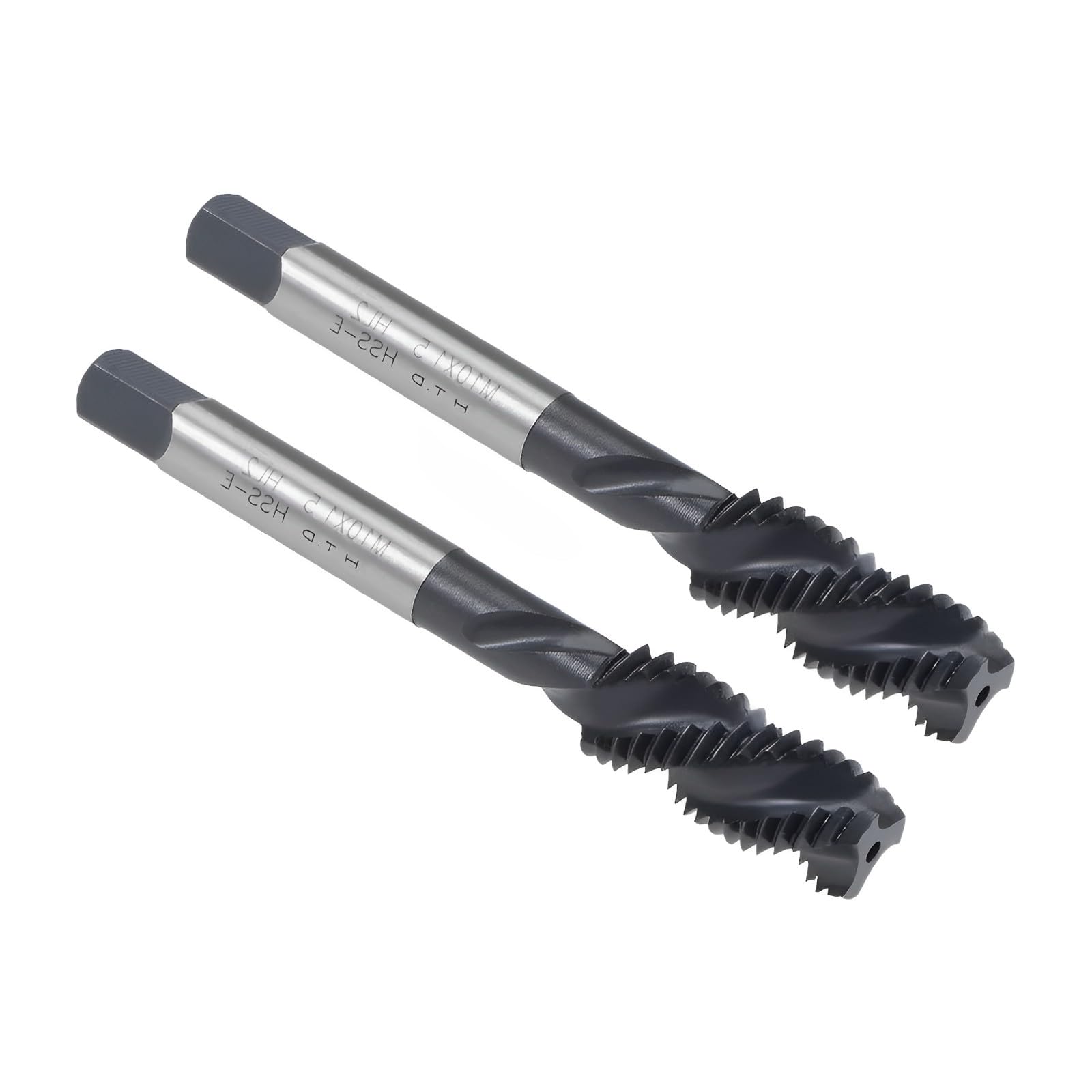 Boxonly Spiral Flute Thread Tap M10 x 1.5mm, for Processing Blind Holes and Sticky Materials, HSS Nitriding Coated, H2 Tolerance, Metric Machine Threading Tap Screw Thread Tapping Tool, 2pcs