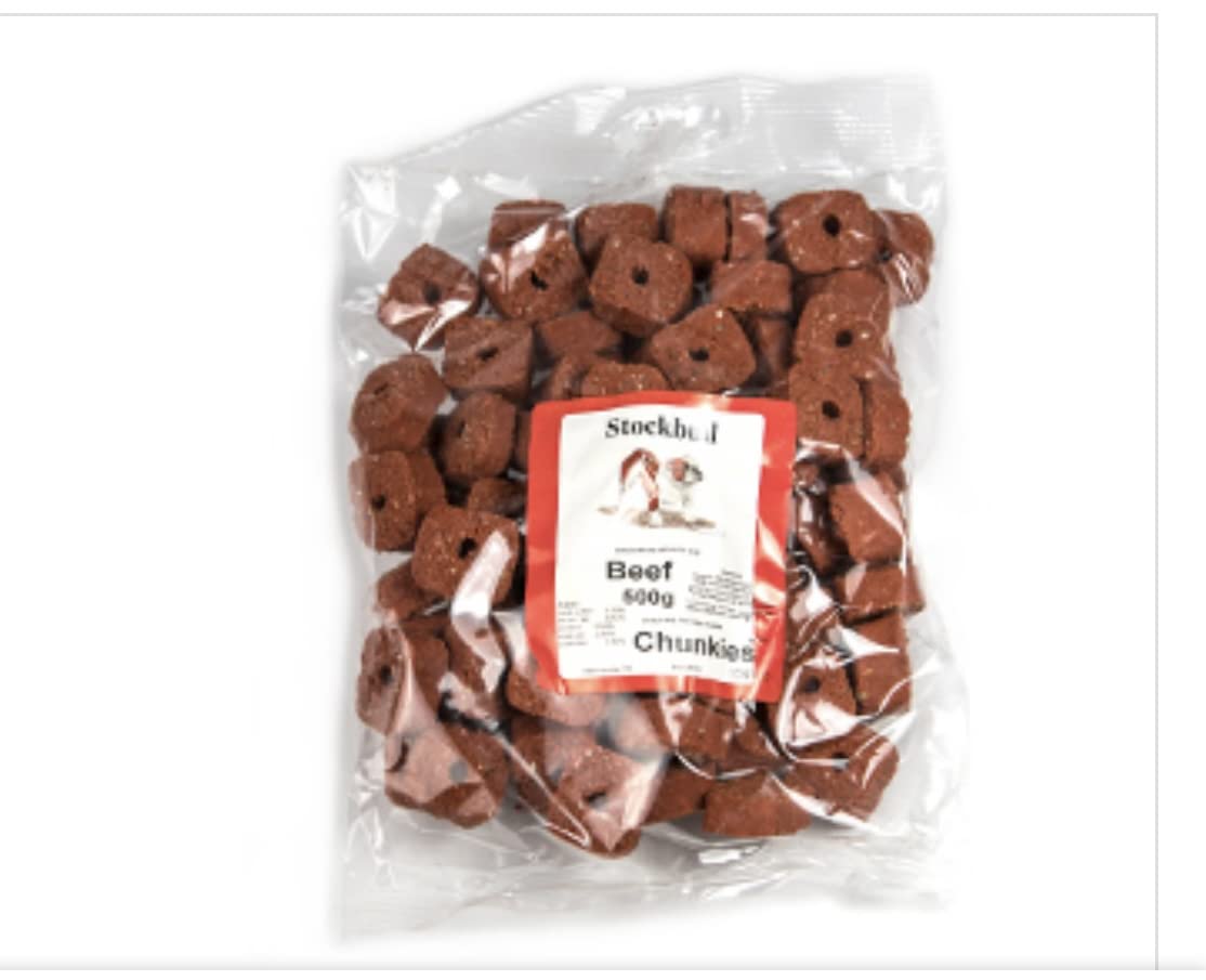 STOCKBULL BEEF CHUNKIES 500G PER PACK. TRAINING – DOG TREAT – PILL POCKET - 1 OR 3 PACKS (1 PACK)
