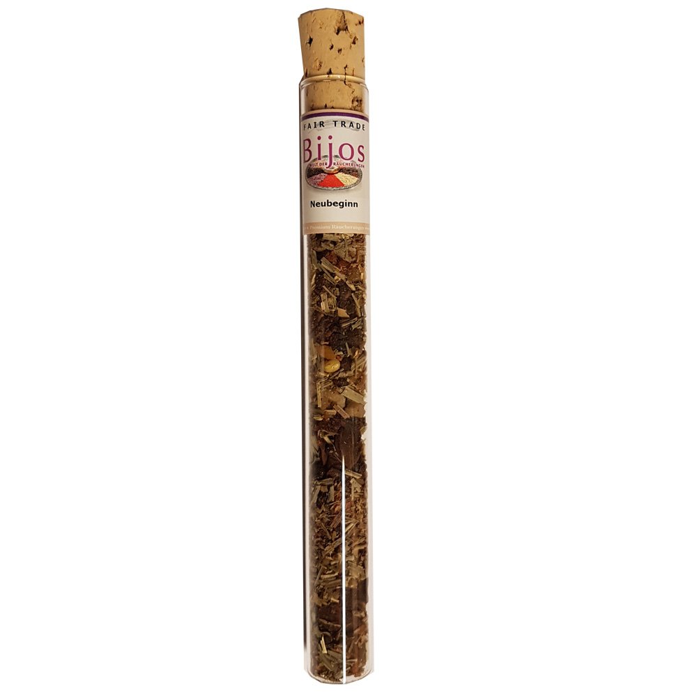 Bitto Incense FAIR TRADE in a 35 ml glass tube. A new beginning – it supports you to let go from certain phases of life in a relaxed way and gives you energy for a new beginning.