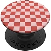 Raspberry Pink Classic Checkered Checker Checkerboard Wavy PopSockets Adhesive PopGrip