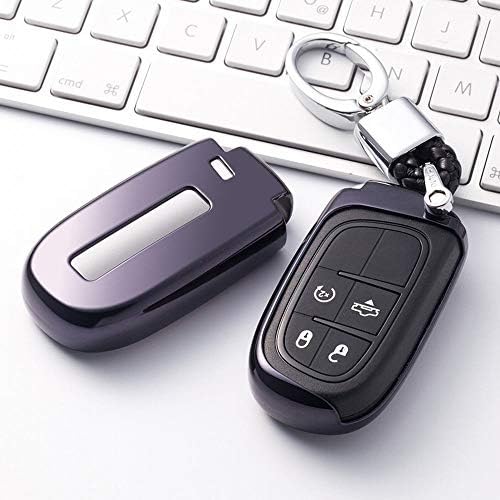 Replacement Smart Car Key Fob Cover Fit Dodge Cherokee Renegade Compass for jeep Key Fob Case Entry Keyless Remote Control Key FUBULECY (Color : Black-2)