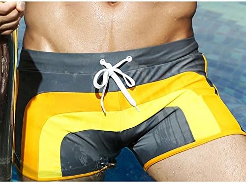 MZjJPN Swimming Trunks Men's Boxers Beach Shorts With Pocket Trunks Sports Suit No1 Gray M
