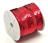 PEPPERLONELY Brand, 100 Yard Roll Red Color Flat Bling Sequins Spool String 6mm(1/4