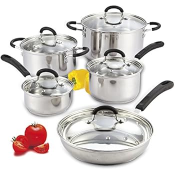 Cook N Home 10-Piece Stainless Steel Cookware Set