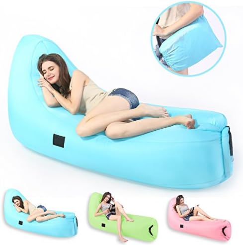 Inflatable Lounger, 2017 Upgraded Outdoor Air Sofa Couch Backyard Chair, Portable Summer Air Hammock Bed with Compact Carry Bag for Travelling, Camping, Beach, Picnics &amp; Music Festivals