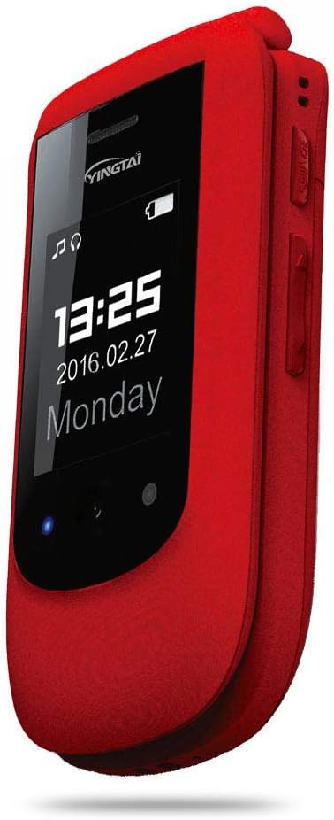 Peedeu Unlocked Flip Mobile Phone, SOS Big Button, 2.4-inch SIM-Free Dual SIM Dual Standby, Quick Dial Key Easy-to-use Clamshell Cell Phone for Elderly Seniors, Red