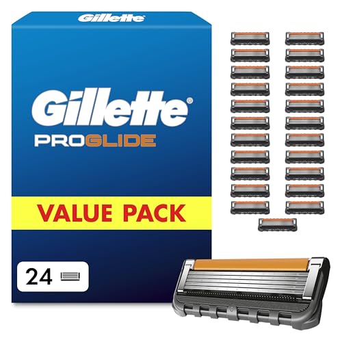 Gillette ProGlide Razor Blades Men, Pack of 24 Razor Blade Refills with Precision Trimmer, 5 Anti-Friction Blades, Packaging May Vary