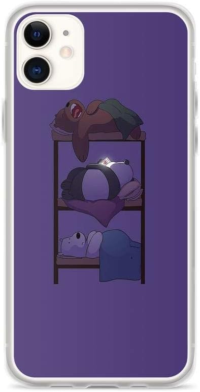 TEEMT Compatible with iPhone 11 Case We Bare Bears Happy Brothers Bed time Animated Series Pure Clear Phone Cases Cover