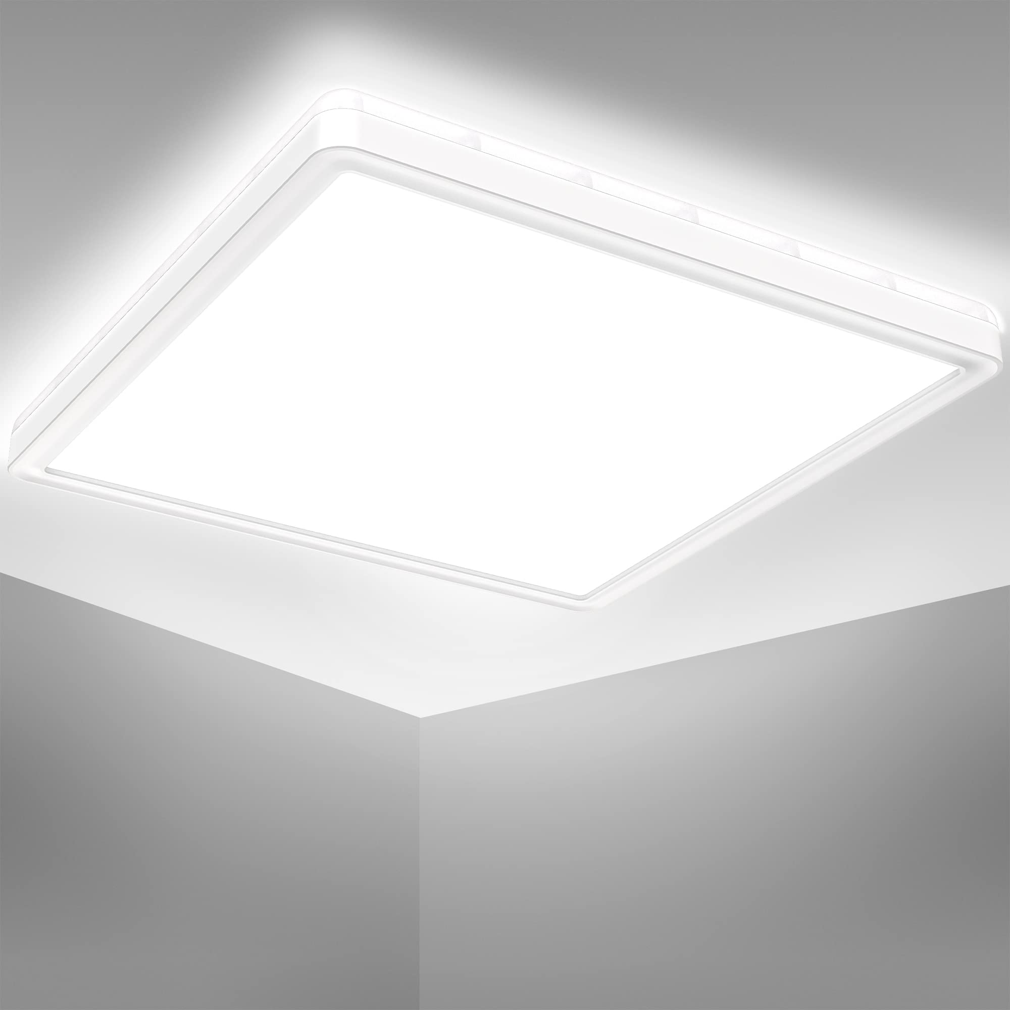 B.K.Licht I Ceiling lamp LED Ultraflat I Bathroom Ceiling lamp I Ceiling lamp LED I Indirect Light I Neutral White Light Colour I 18 Watt I 29 x29 cm I White