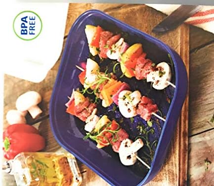 Party Travel Serving Tray Food Storage container 2 piece with Lid 10 x 12 x 3" (Navy Blue)