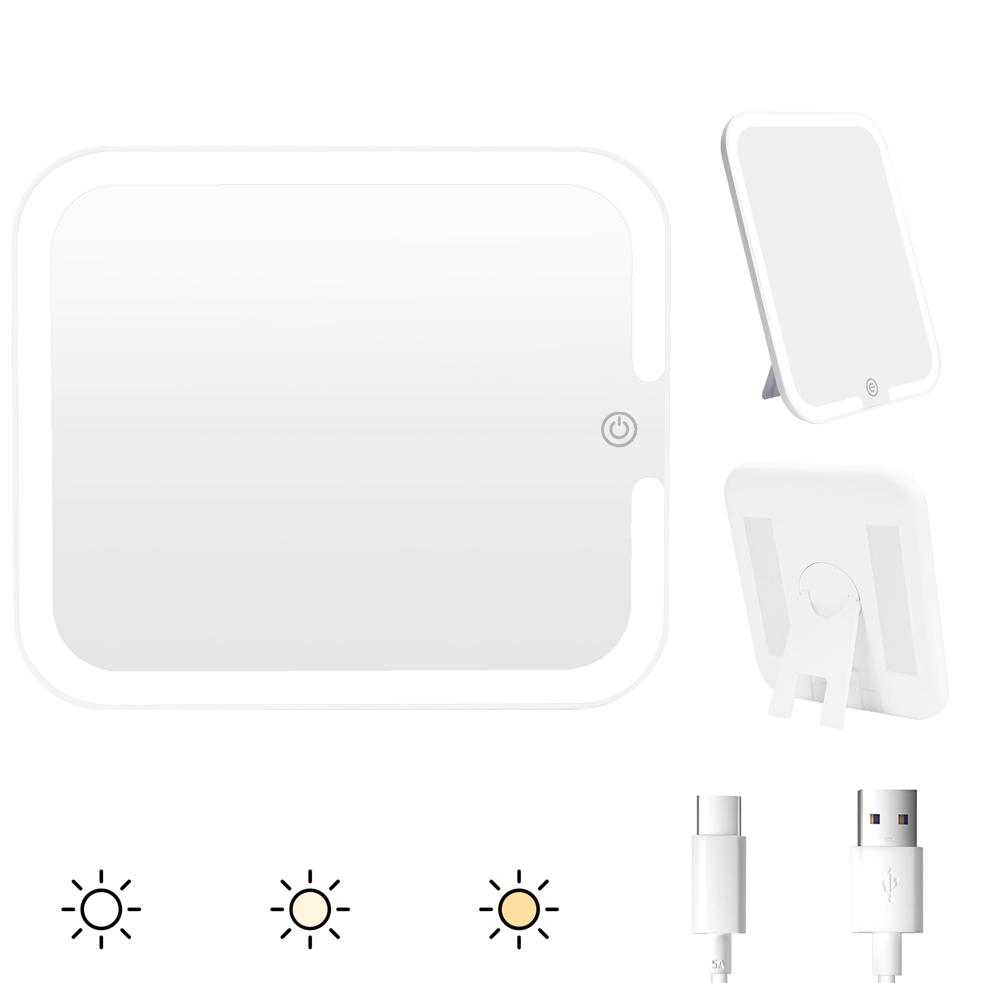 Photo 1 of Relavel Makeup Mirror with Lights, LED Replacement for Makeup Bag, 3 Color Lights, Brightness Adjustable, 8.3 x 5.1 Inches