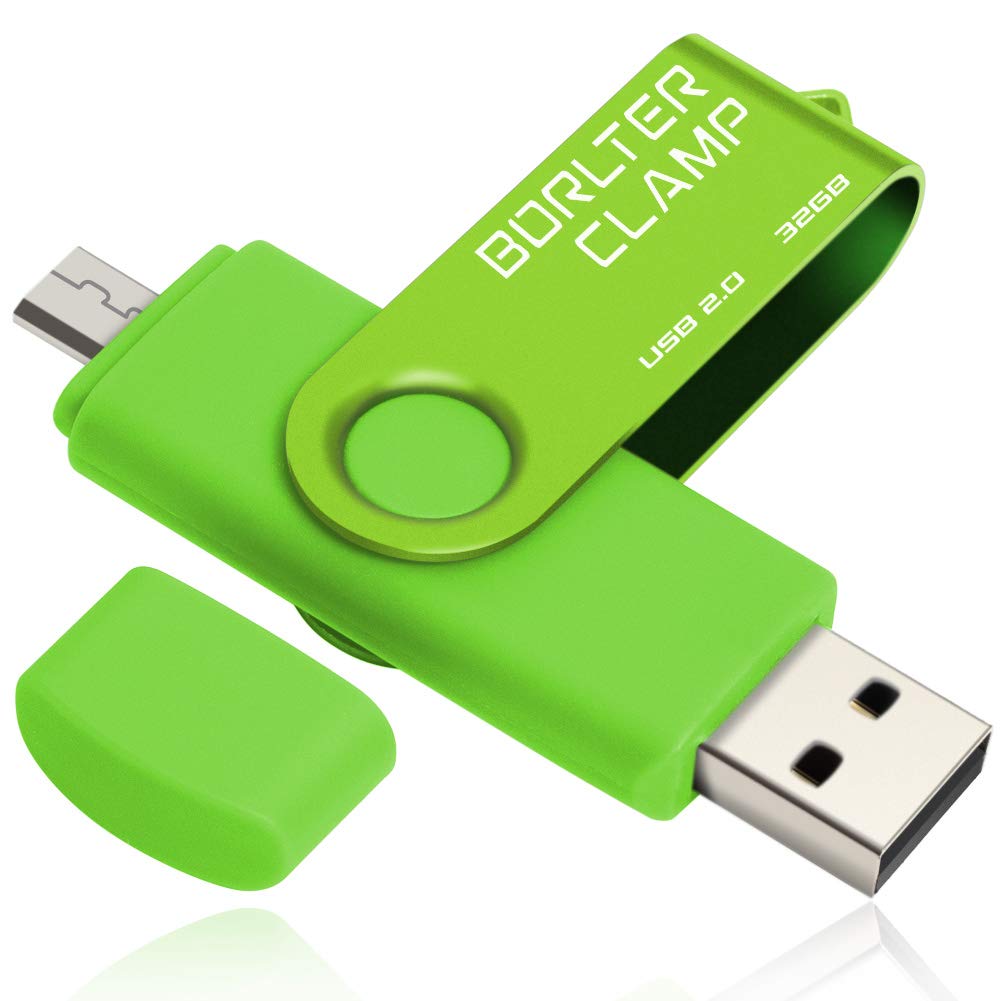 32GB OTG Memory Stick Dual USB Flash Drive, Thumb Drive with Micro USB Drive Port for Android Smartphone Tablet & Computer (Green)