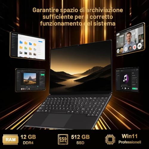 2025 Gaming Laptop 16 Inch Win11 12 + 512GB SSD Support 2TB (HDD-2TB) 1920 x 1200 Notebook 4 Core Celeron N5095 (up to 2.9GHz) Laptop with WiFi Mini HDMI Numeric Keyboard, Keyboard Protection