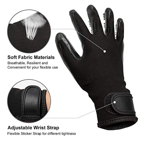 AStar Pet Grooming Gloves, Upgrade Version for Cats/Dogs/Horses,Perfect Deshedding Hair Remover Brush for Shedding,Massaging,Grooming with Both Long&Short Fur(1 Pair for Both Hand)