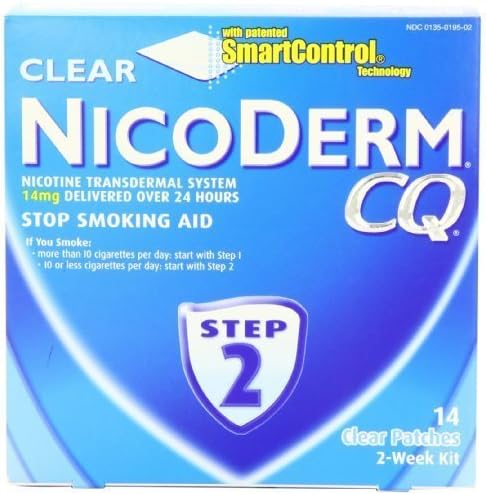 NicoDerm CQ Step 2 Clear Patch, 14 mg, 2-Week Kit (14 patches) by Nicoderm BEAUTY by NicoDerm CQ