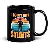 Coffee Mug Funny Saying I Do All My Own Stunts Broken Leg Amputee Joyful Broken Leg Survivor Get Well Hilarious Amputee Black Ceramic 11oz Sarcastic Saying Women Men