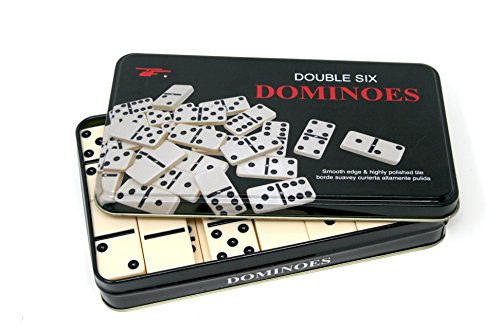 Double 6 Dominoes game by Tangerine - Nice Tin box - Ivory Tiles - instructions - Thumbnail 5
