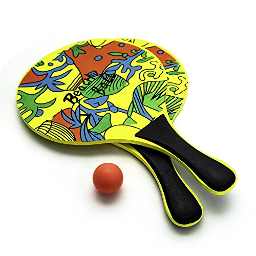 Pro Impact Beach Paddle Ball Set Yellow Comes with 2 Paddles and 1 Ball in a mesh Bag Sporting