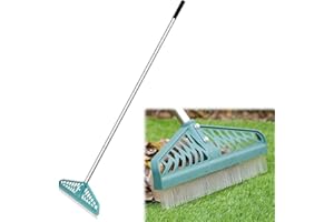 YEELOR Artificial Turf Rake with Adjustable Steel Handle from 32 to 61 Inch, Durable Artificial Grass Rake, Turf Brush for Cleaning pet Hair, Large Fallen Leaves and Dead Grass from Artificial Turf