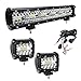 Viesyled 18In 360W 42000LM Led Light Bar 4In 60W 7000LM Pods Wiring Harness Flood Spot Combo Slim 6500K Fog Lights,Rainproof Super Bright for Boat Truck Tractor Trailer Modified Off-Road Vehicle