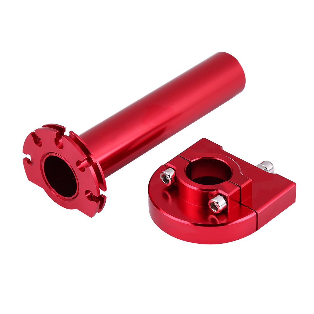 KIMISS Aluminum Alloy Motorcycle Universal Throttle Twist Grips,7/8" 22mm Handlebar Throttle Twist Grips Accelerator for Motorcycle Scooter Dirt Bike (Red)//pit bike throttle