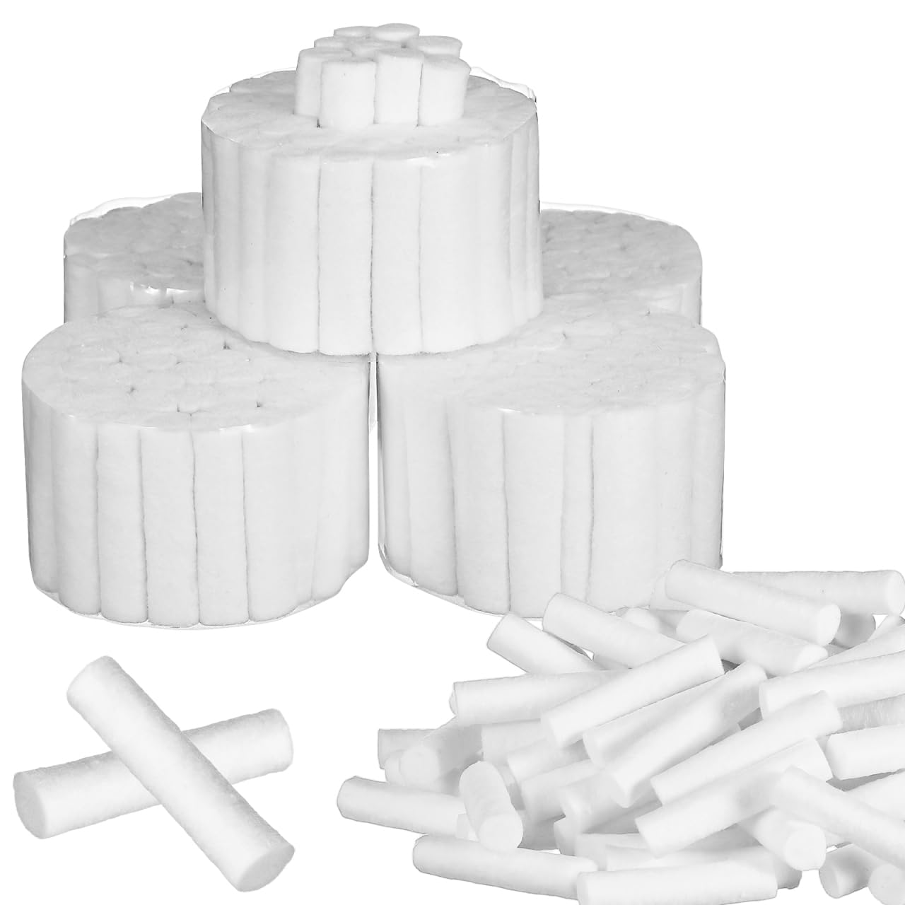 5Pcs Cotton Rolls 8x38mm - High Absorbent Cotton Swabs for Moisture Control, Tissue Management, and Patient Comfort in Odontological Procedures