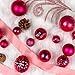 KI Store Hot Pink Christmas Balls 34pcs 2.36-Inch Christmas Tree Decoration Ornaments for Xmas Tree Holiday Wreath Garland Decor Ornaments Hooks Included