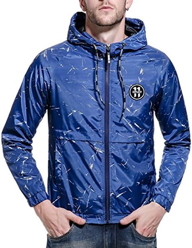 Men's Fashion Camo Zip Up Windbreaker Bomber Jackets Hoodies Coat Blue M