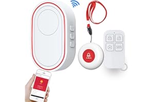 Topvico WiFi Caregiver Call Button, Tuya Smart APP Notification, Emergency Alert for Elderly, Fall Alarm, Seniors Panic Remote Pager, Patient Help for Home, 5 Levels Volume