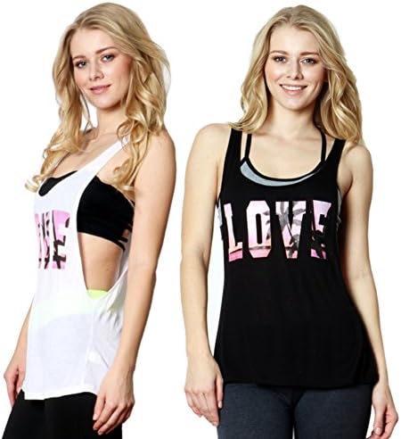 2pcs, Women Loose Gym Sport Run Exercise Training Vest Tank Top Sleeveless Shirt