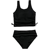 SHENHE Girl's 2 Piece High Waisted Swimsuit Drawstring Sport Bikini Sets Tankini Bathing Suits