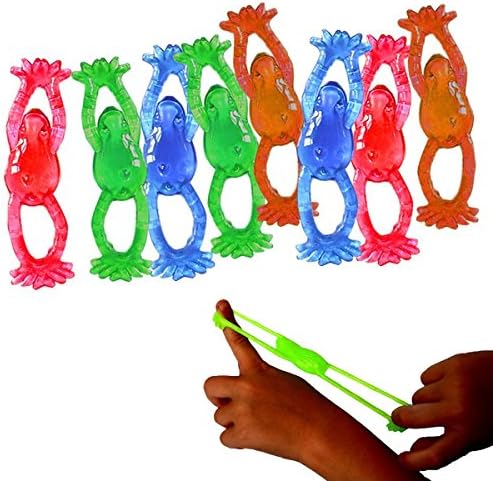 Yamu 24Pcs 2" Colorful Stretchy Sticky Slingshot Flying Frogs Party Favor Kids Toys