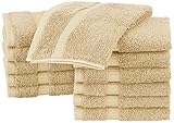 Pinzon Organic Cotton Bathroom Washcloths, Set of 12, Sand