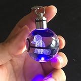 S-SO K9 Crystal 3D Squirtle Pokemon ball Night LED light keychain ring